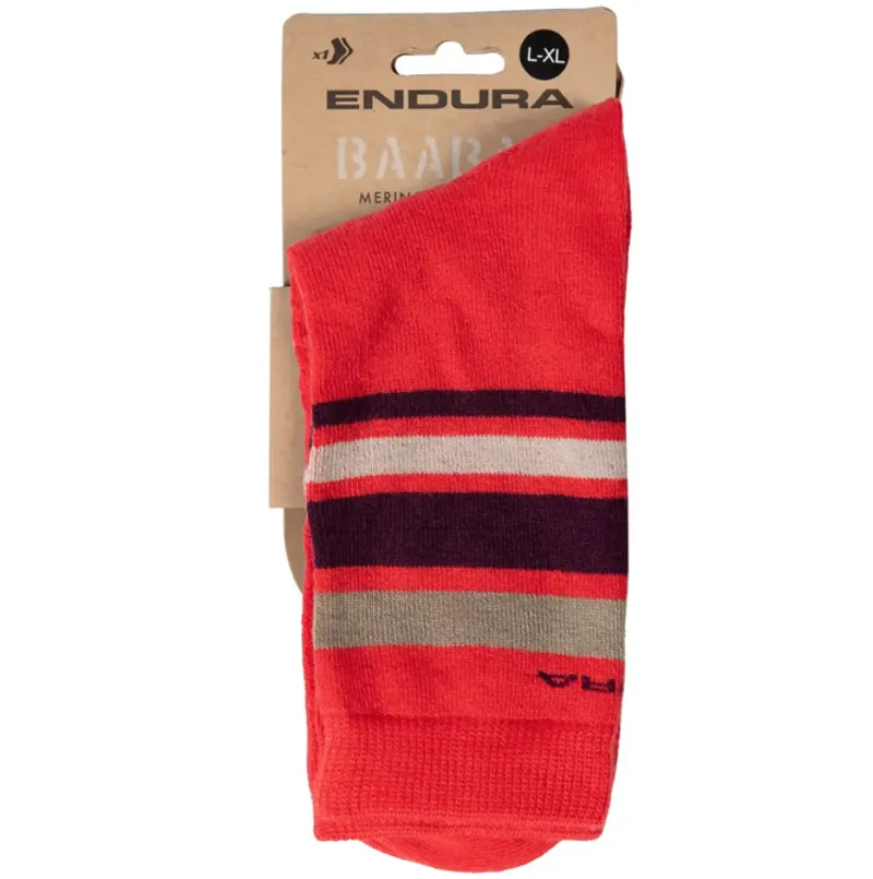 Endura BaaBaa Merino Stripe Socks Pomegranate-3
